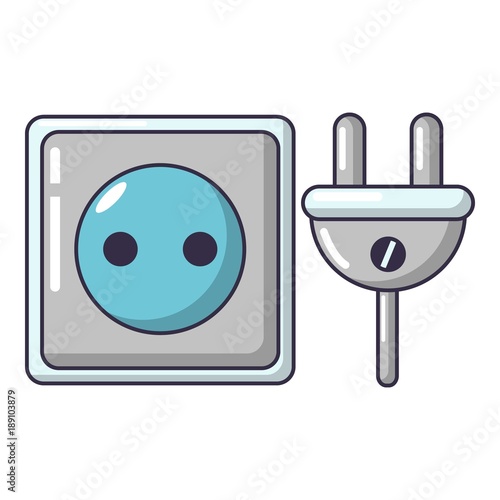 Electric outlet icon, cartoon style.