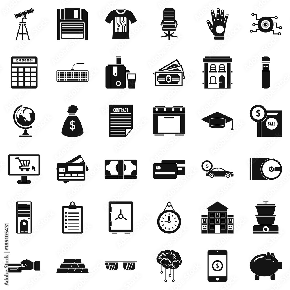 Cyber icons set, simple style Cyber icons set, simple style