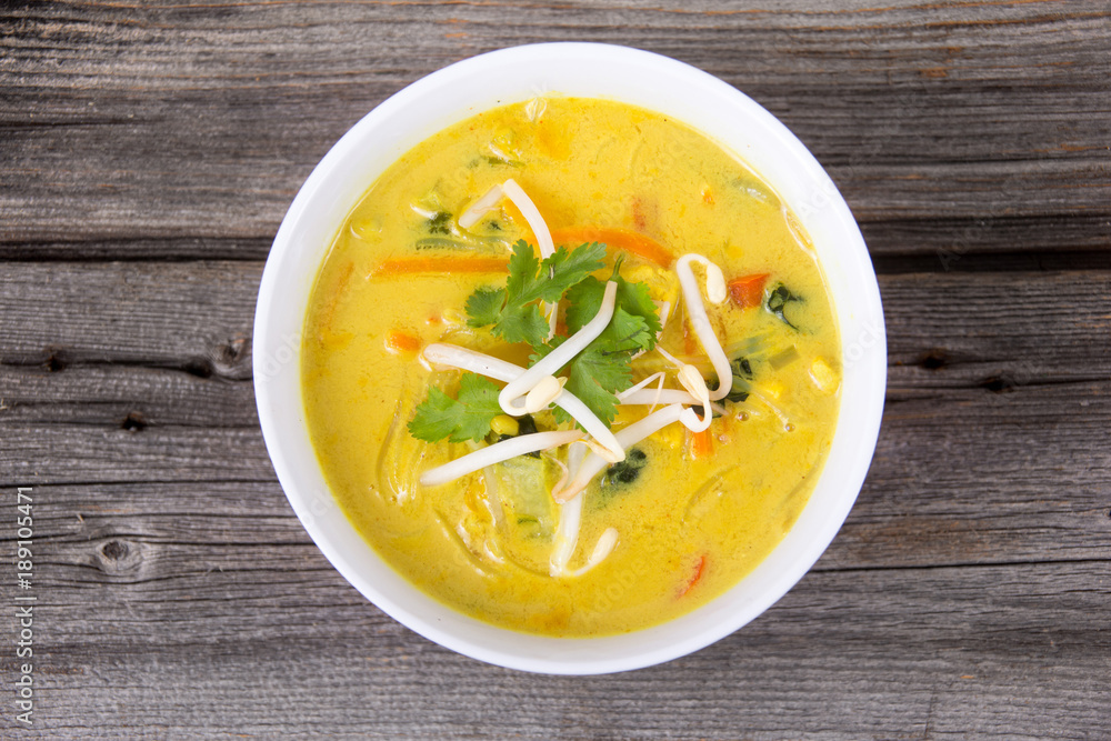 delicious thai curry coconut chiken soup bowl delicious thai curry coconut chiken soup bowl