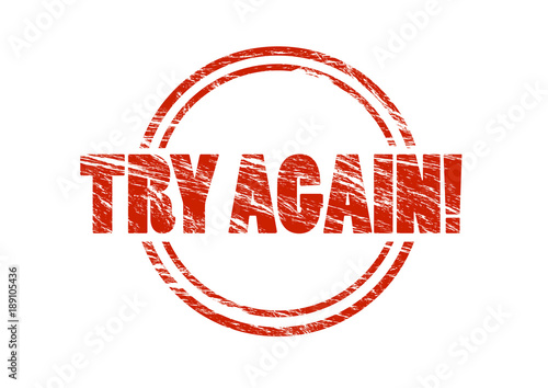 Obraz na plátne try again vintage red rubber stamp