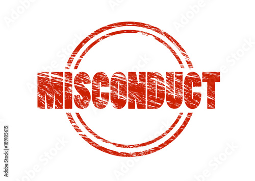 Foto misconduct vintage red rubber stamp isolated on white background