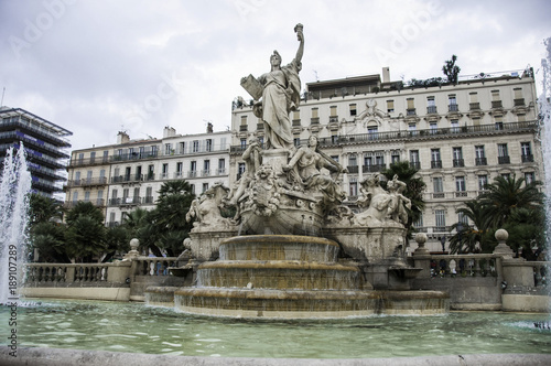 France, Var, Toulon, fountain and statue in the Place de la Liberte