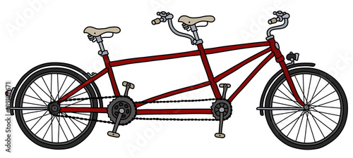 The red tandem bicycle