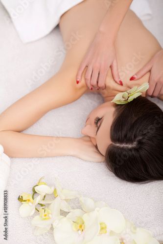 Spa. Process cosmetic mask of massage and facials in beauty salon