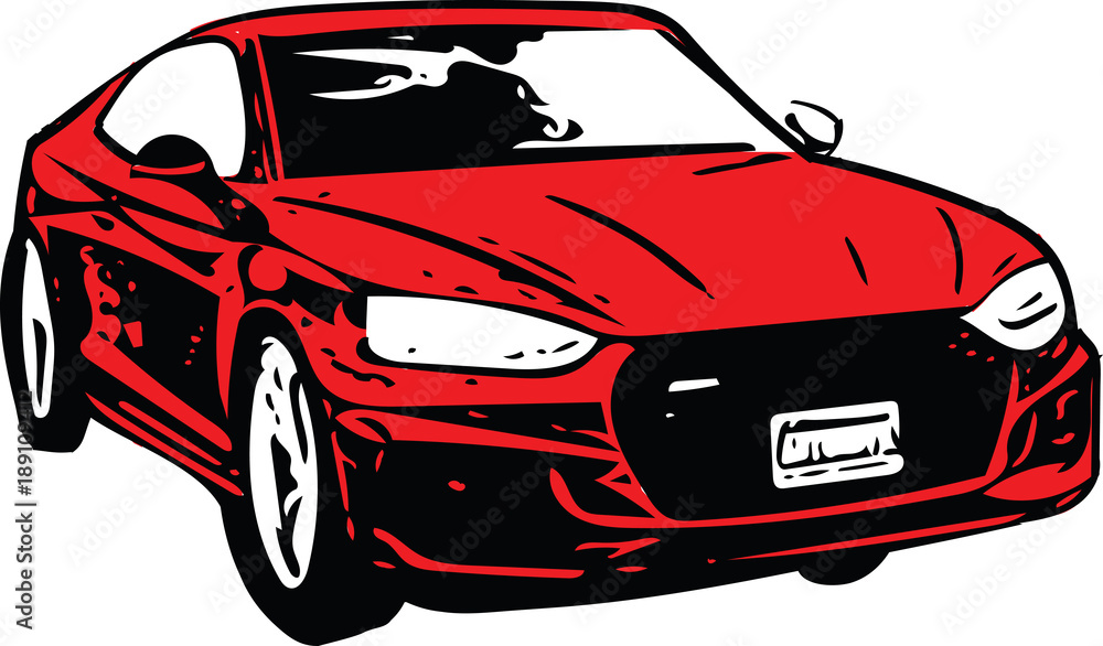 Naklejka premium Red Sportscar Vehicle Silhouette