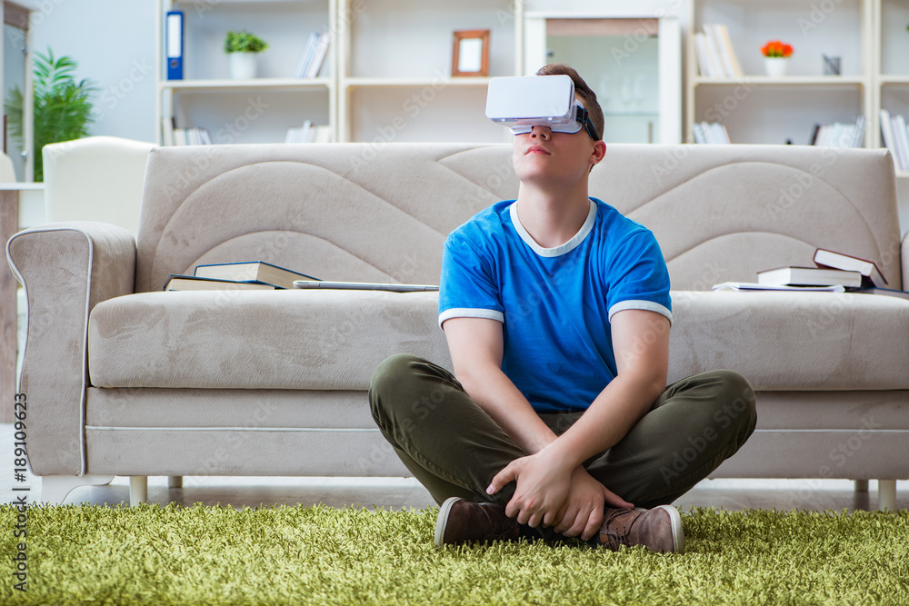 Young man with virtual glasses Young man with virtual glasses