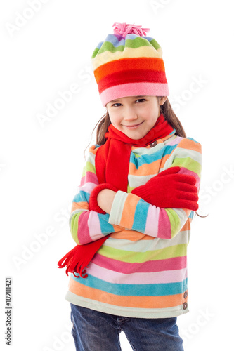 Playing girl in winter clothes