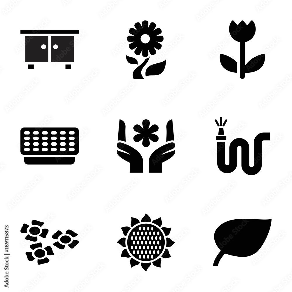 Flower icons. set of 9 editable filled flower icons