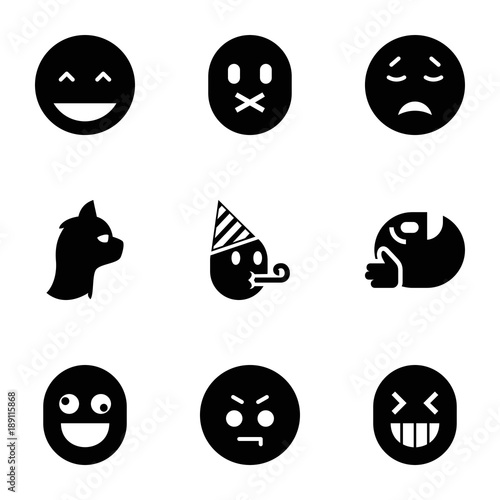 Character icons. set of 9 editable filled character icons