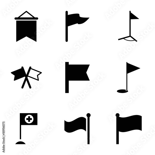 Pennant icons. set of 9 editable filled pennant icons