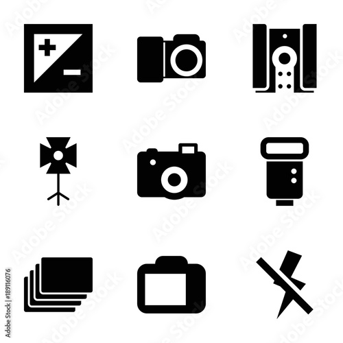 Photographer icons. set of 9 editable filled photographer icons
