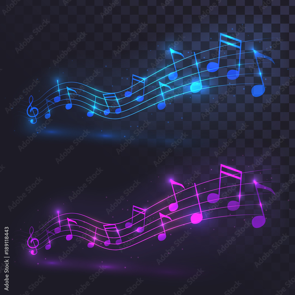 Fototapeta premium Glowing wave of notes