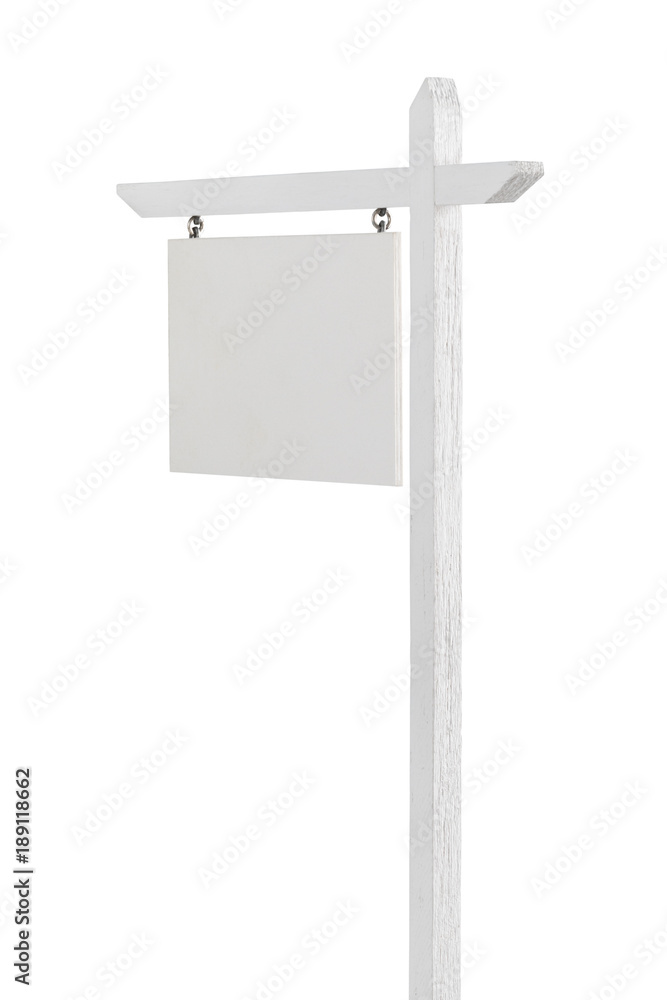 Obraz premium Blank Real Estate Sign Isolated on a White Background.