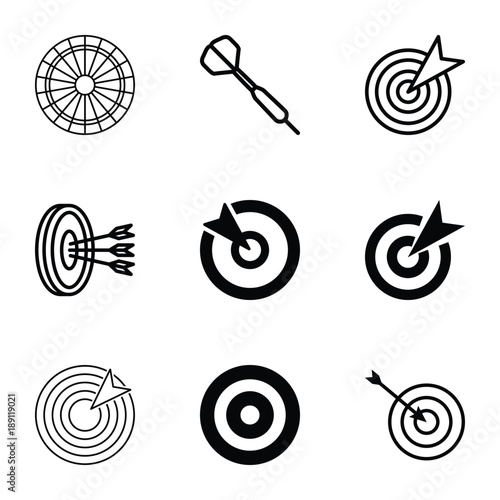 Dart icons. set of 9 editable filled and outline dart icons photo