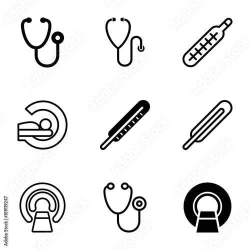 Diagnostic icons. set of 9 editable filled and outline diagnostic icons