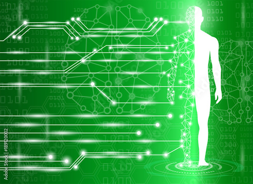 abstract background technology concept in green light,human body heal,technology modern medical science in future and global international medical with tests analysis clone DNA human