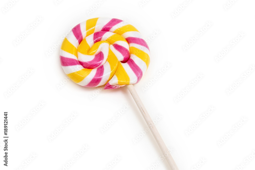 Colorful lollipop in the shape of a circle on the white background. Colorful lollipop in the shape of a circle on the white background.