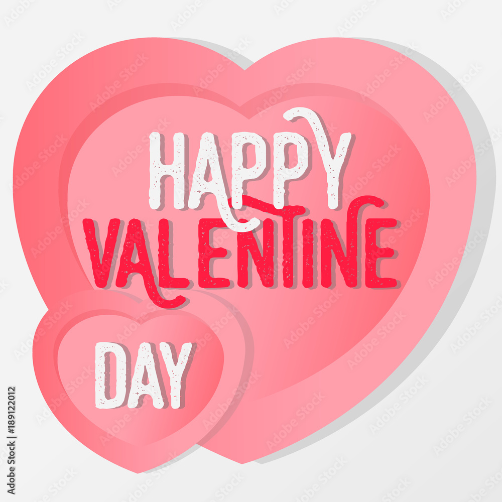 Valentine greeting card with the inscription of a happy Valentine's Day. Greeting card concept in the form of a paper heart. Vector illustration isolated on white background Valentine greeting card with the inscription of a happy Valentine's Day. Greeting card concept in the form of a paper heart. Vector illustration isolated on white background