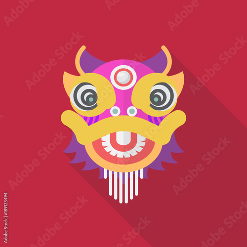 Fototapeta Naklejka Na Ścianę i Meble -  Chinese dancing lion in flat style