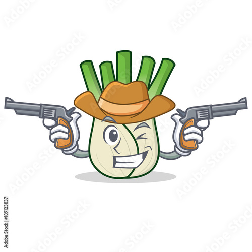 Cowboy fennel character cartoon style