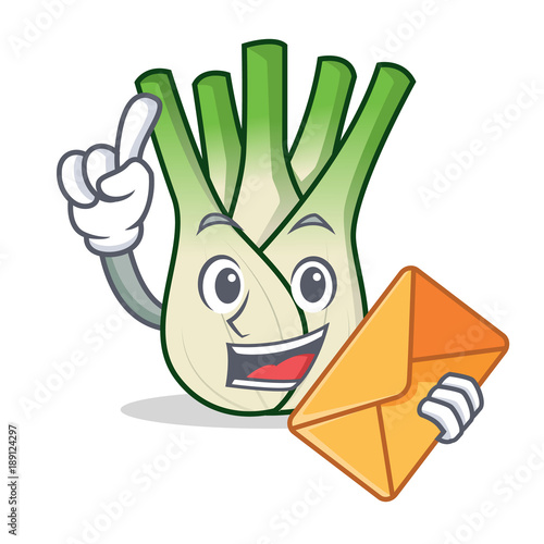 With envelope fennel character cartoon style
