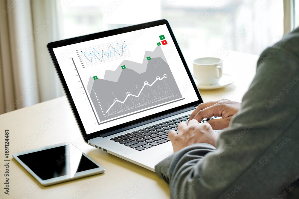 Business Man Sales Increase Revenue Shares and Customer Marketing Sales Dashboard Graphics Concept Business Man Sales Increase Revenue Shares and Customer Marketing Sales Dashboard Graphics Concept