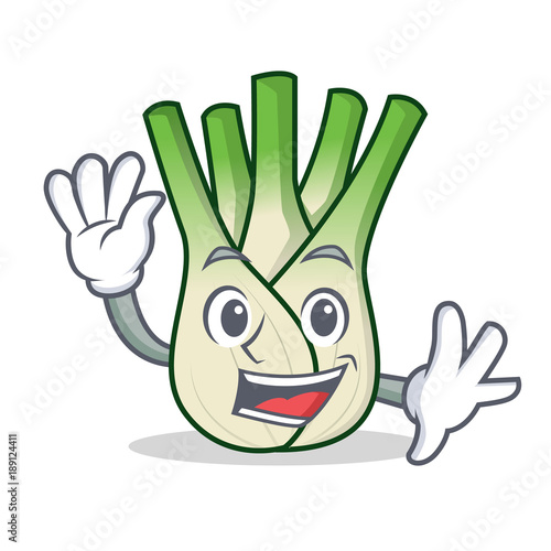 Waving fennel character cartoon style