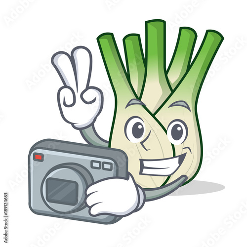 Photographer fennel mascot cartoon style