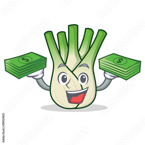 With money fennel mascot cartoon style