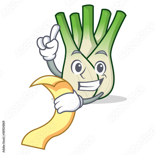 With menu fennel mascot cartoon style