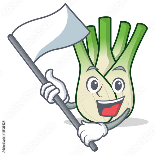With flag fennel mascot cartoon style