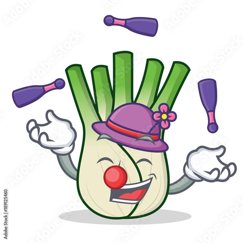 Juggling fennel mascot cartoon style