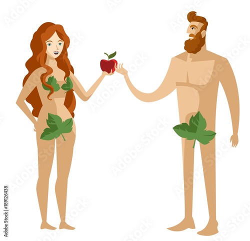 adam and eve with sin apple
