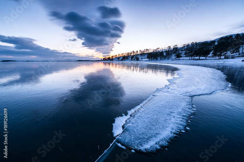 Winter evening at Lake Baikal photo