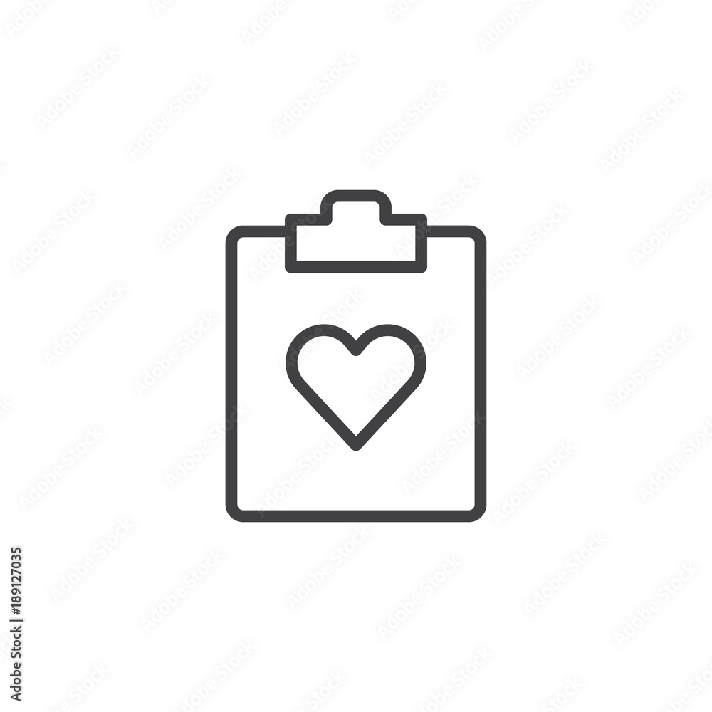 Favorite document file line icon, outline vector sign, linear style pictogram isolated on white. Clipboard and heart symbol, logo illustration. Editable stroke Favorite document file line icon, outline vector sign, linear style pictogram isolated on white. Clipboard and heart symbol, logo illustration. Editable stroke