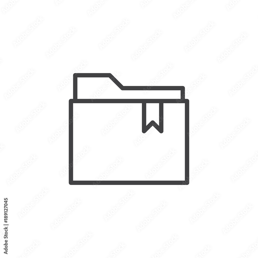 Bookmarked folder line icon, outline vector sign, linear style pictogram isolated on white. Symbol, logo illustration. Editable stroke Bookmarked folder line icon, outline vector sign, linear style pictogram isolated on white. Symbol, logo illustration. Editable stroke