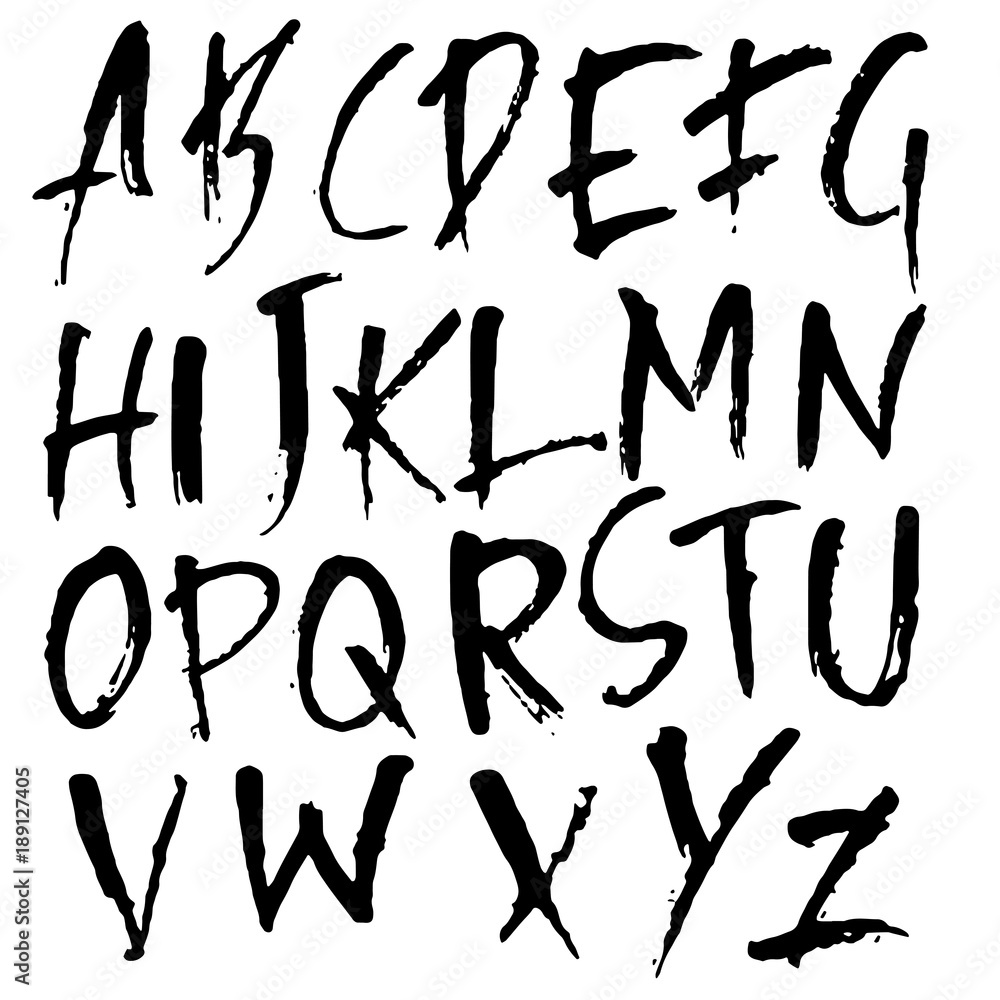 Handdrawn dry brush font. Modern brush lettering. Grunge style alphabet. Vector illustration. Handdrawn dry brush font. Modern brush lettering. Grunge style alphabet. Vector illustration.