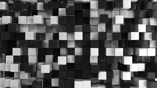Wall of black and white cubes