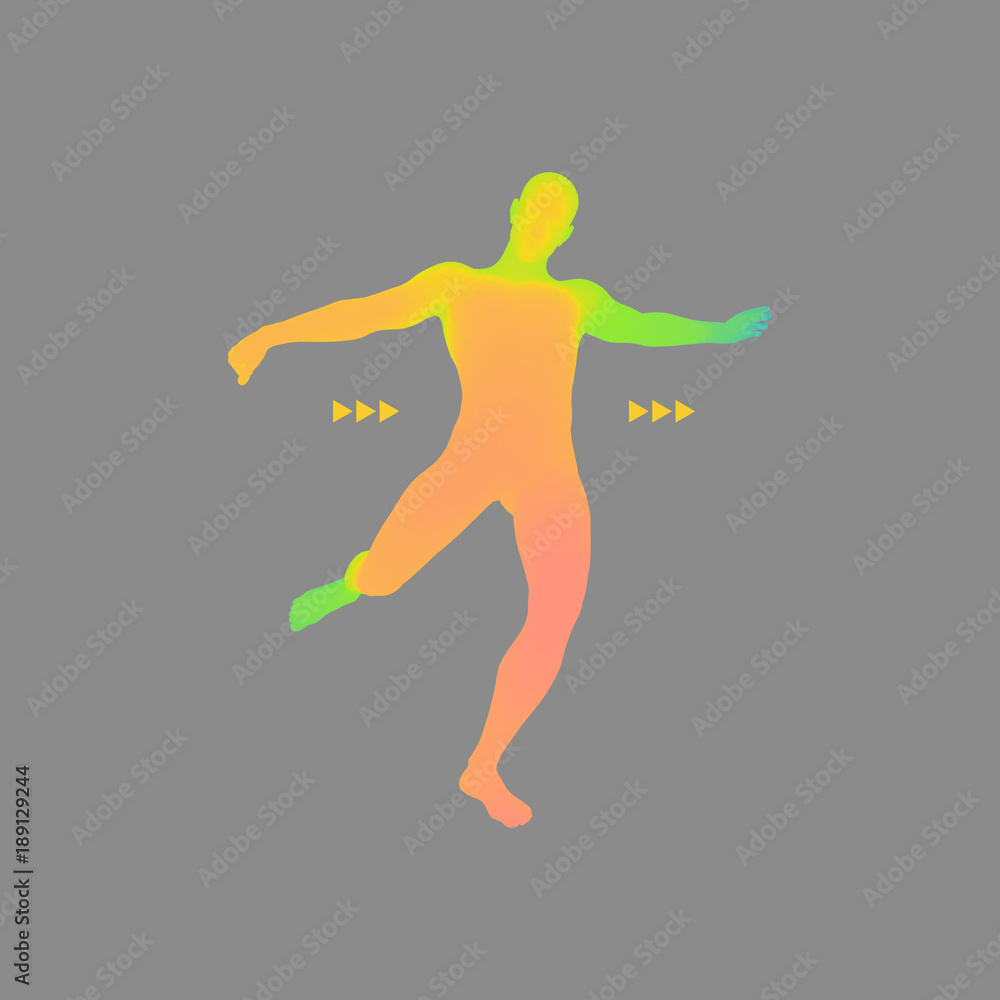 Football player. Sports concept. 3D Model of Man. Human Body. Sport Symbol. Design Element. Vector Illustration. Football player. Sports concept. 3D Model of Man. Human Body. Sport Symbol. Design Element. Vector Illustration.