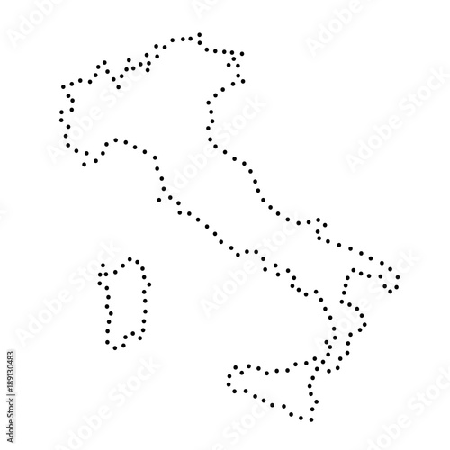 Abstract schematic map of Italy from the black dots along the perimeter of vector illustration