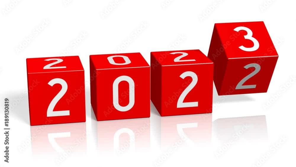 2022/2023 New Year change concept - red cubes. 2022/2023 New Year change concept - red cubes.