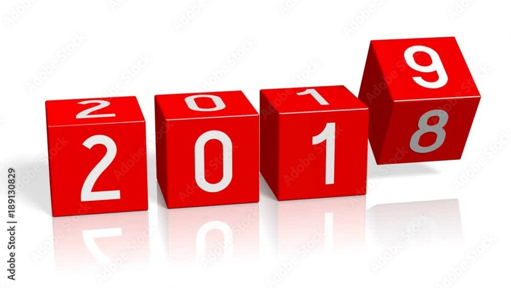 2018/2019 New Year change concept - red cubes. 2018/2019 New Year change concept - red cubes.