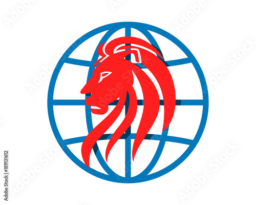 Fototapeta Naklejka Na Ścianę i Meble -  globe lion leo head face image vector icon logo