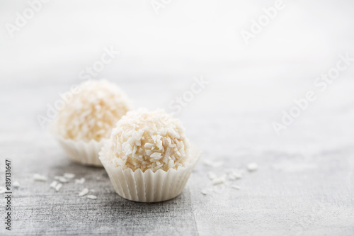 Homemade sweeties on white background photo
