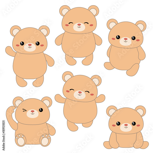 Fototapeta Naklejka Na Ścianę i Meble -  Set of cute bears