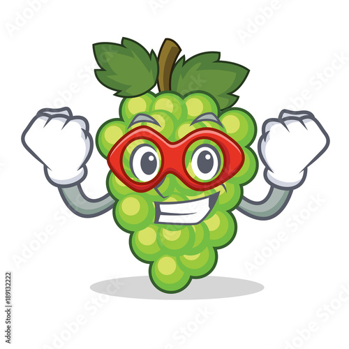 Super hero green grapes character cartoon