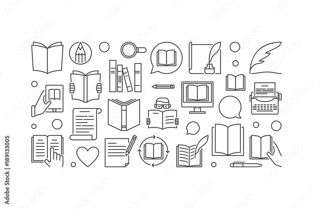 Literature vector illustration or line banner Literature vector illustration or line banner