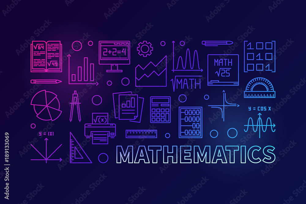 Vector mathematics colorful modern line illustration