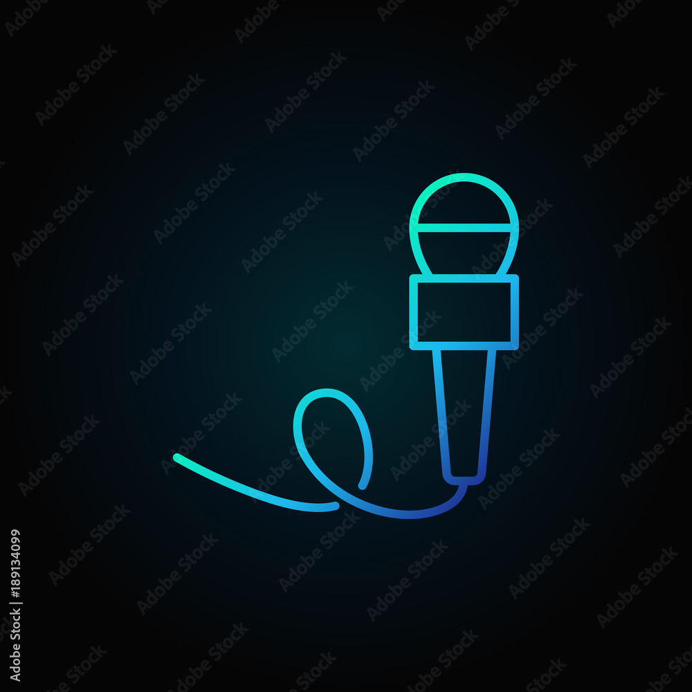 Microphone blue line icon - vector concept symbol Microphone blue line icon - vector concept symbol