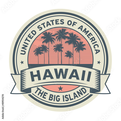 Stamp or label with name of Hawaii, The Big Island